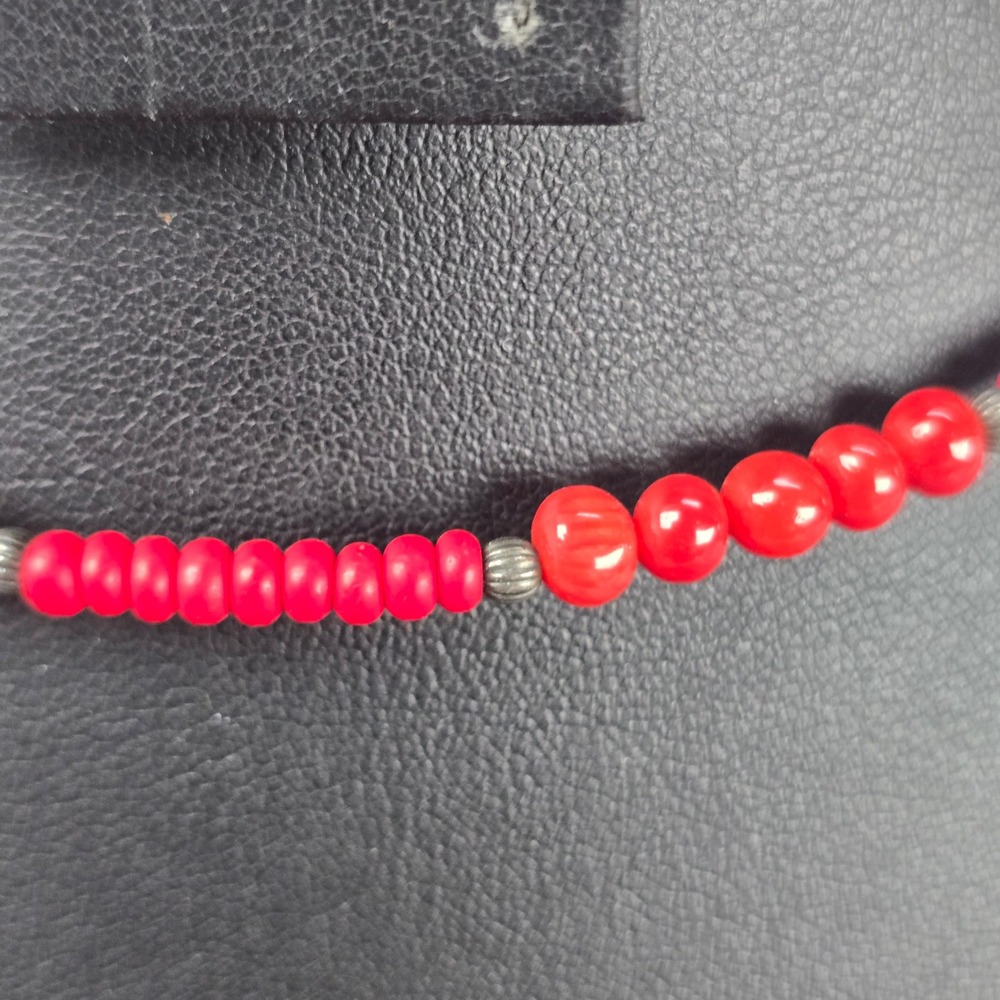 Retired Silpada Red Coral Sterling Silver Beaded Southwestern Choker Necklace - Picture 3 of 10